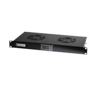 techly Tiroir pour ventilateur en rack avec 2 ventilateurs de refroidissement, thermostat noir, RAL 9005 1U 19""