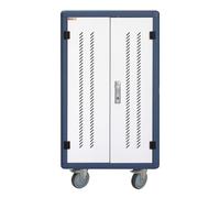 Techly Chariot de gestion d'appareils portables I-CabineT-30duty, charge USB, blanc/bleu