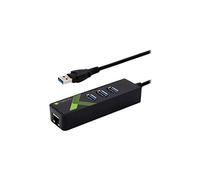 TECHly USB3.0 Gigabit Ethernet Adapter Converter with 3-Port Hub - Adaptateur réseau - USB 3.0 - Gigabit Ethernet x 1 + USB 3.0 x 3 - noir