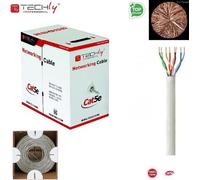 TechlyPro câble d'installation 100% cuivre paire torsadée Cat5e UTP 4x2 câble 305m, gris