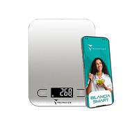 Techmade - Balance de Cuisine Numérique | Précision jusqu'à 5000g | Écran LED Clair | Connectée à Appli Nutrition | Comptage Nutritif | Silvet, Acier Inoxydable