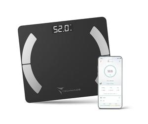 Techmade - Balance Impédancemètre Numérique | Analyse Complète du Corps | Bluetooth pour IOS & Android | Mesure IMC, Masse Graisse & Musculaire, Blanc, Matériaux Synthétiques et Électroniques