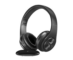 Techmade - Casque TV sans Fil avec Adaptateur Inclus | Connexion Optique, AUX, RCA | Contrôle Volume intégré | Compatible Tous appareils AUX | Coussinets rembourrés, Noir