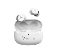 TECHMADE Écouteurs sans fil K111 Strong Sound avec étui inclus - Son puissant, design ergonomique, technologie Bluetooth 5.0, contrôle tactile - Couleur blanche