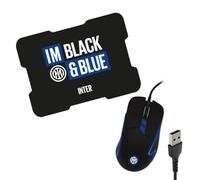 TECHMADE Inter Souris USB avec fil + souris gaming noir bleu - Combo officiel PC et ordinateur portable, capteur optique de haute précision, tapis antidérapant