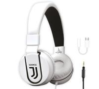 TECHMADE Juventus Football Casque Micro Inclus |on-Ear | avec Fil câble auxiliaire | Blanc/Noir | avec Adaptateur USB-c