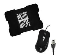 TECHMADE Juventus Souris USB avec fil + souris gaming blanc/noir - Combo officiel PC et ordinateur portable, capteur optique de haute précision, tapis antidérapant
