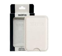 TECHMADE Juverntus Porte-cartes compatible MagSafe pour iPhone, anneau adaptateur inclus, espace pour 3 cartes ou espèces, système d'extraction rapide, blocage RFID, en similicuir végétalien, Blanc