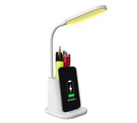 TECHMADE Lampe de bureau LED de table, Touch Control, sans fil, rechargeable pour téléphone, 3 couleurs, lumière | pour chambre, bureau, étude | port USB lampe flexible et réglable