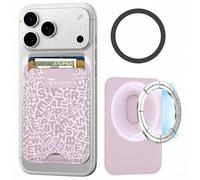TECHMADE Porte-cartes compatible avec iPhone, anneau adaptateur inclus, espace pour 3 cartes ou espèces, système d'extraction rapide, blocage RFID, en similicuir végétalien, Inscription rose, Taglia