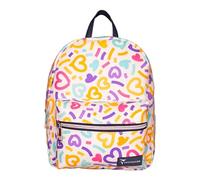 TECHMADE Sac à dos léger, compact et résistant pour l'école, les voyages et les loisirs - Poche frontale avec fermeture éclair - Prédisposition pour tracker anti-perte non inclus, Jaune/violet cœurs