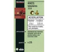 Techman - 25 rivets tubulaires acier / laiton Ø 8 x 12 mm