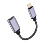 TechMatte Câble Adaptateur USB C Femelle vers Lightning mâle, 27 W PD Charge Rapide Uniquement Compatible avec iPhone, iPad, iPod, AirPods, Pas Audio, Pas pour Casque/OTG Android, 4"