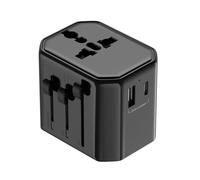 Technaxx Adaptateur de Voyage TX-358 - Adaptateur Universel pour USA, UK, Australie&UE, avec USB-A & USB-C (12W total), 100-250V / 10A, jusqu’à 2500W, format compact et léger, interrupteur de sécurité