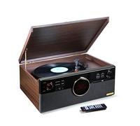 Technaxx Allemagne Dab Bluetooth V5.0 Tourne-Disque Numérisation de disques Vinyle Cassettes CD Fonction Radio AUX RCA Haut-parleurs stéréo TX-137 Marron