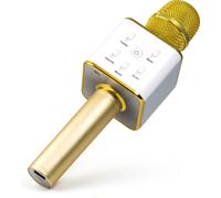 Technaxx BT-X31 Microphone karaoké Bluetooth® Haut-parleur AUX, USB Or, Blanc