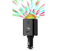 Technaxx Chargeur de Voiture USB avec Charge Rapide USB-C et QC3.0 TX-159 | Effet sonore LED disco, batterie intégrée, prise 12V, idéal pour la voiture, le camping, la plage et les déplacements
