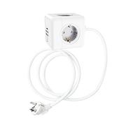 Technaxx Cube multiprise avec USB-A, USB-C et 4 Prises TX-195 | 4 prises de courant à contact de protection, 2 USB-A, 1 USB-C, sécurité enfants, fixation Twist-Lock et pastille adhésive