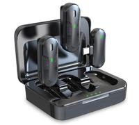 Technaxx Dual Wireless Mini Microphone Set TX-301 - 2 Microphones Cravate sans Fil avec réduction Intelligente du Bruit, récepteur USB-C, étui de Chargement, Clip-on - Idéal pour Le podcasting