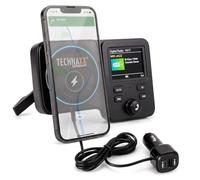 Technaxx Émetteur Dab+ FM, 15W, USB-C, Bluetooth 5.3 FMT1800 | Émetteur DAB+ FM avec charge sans fil magnétique 15W, Bluetooth 5.3, écran couleur TFT, USB-C, USB-A et fonction mains libres