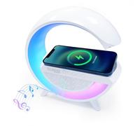 Technaxx Enceinte veilleuse LED sans Fil avec Chargement sans Fil 10 W et 6 Modes d'éclairage RVB, Enceinte Bluetooth en Forme de G, veilleuse d'ambiance, Chargeur de téléphone sans Fil TX-264