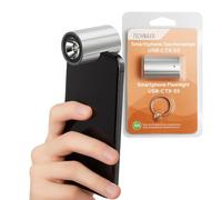 Technaxx Lampe Torche USB-C Ultra Lumineuse - Mini Lampe LED 230 Lumens pour Smartphone - Plug & Play - Compacte, Robuste & Prête à l’Emploi - Porte-clés Idéal pour Urgences & Extérieur - TX-313
