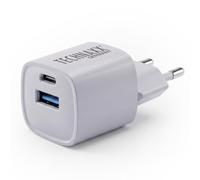 Technaxx Mini Chargeur Rapide 30W GaN, USB-C + USB-A, GS-TÜV, Violet TX-376 | Chargez 2 appareils USB simultanément avec une puissance combinée jusqu’à 5 V/3,4 A ; format compact de 3 × 3 × 7 cm, 50 g