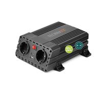 Technaxx Onduleur Automobile 12V vers 230V 600W, certifié TÜV TE19 | 1200W de puissance de crête, 2 prises Schuko et 2 ports USB (5V/3,1A), idéal pour voiture, camping-car, camping, bateau