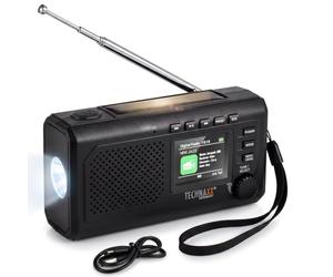 Technaxx Radio d’Urgence Dab+ Solaire à manivelle TX-414 | Radio d'urgence avec DAB+, FM, Bluetooth, panneau solaire, manivelle, batterie externe, lampe SOS et écran couleur TFT