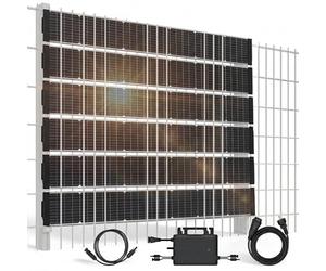 Technaxx TX-356 Clôture solaire bifaciale 480W - Kit complet avec 6x 80W modules solaires PERC monocristallins, onduleur 800W & câble Schuko - Intimité & énergie solaire - Rendement 17,5%