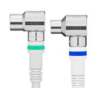 Technetix TN-RLA 21-10-S Coaxkabel Male - Female Haaks 90° 10 M Wit/zilver