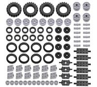 Technic Pièces pour Lego 90 Pièces Roues Pneus Kit de Jantes et d'essieux DIY Technic Véhicule Pièces Compatible avec Les Marques Grand Public sur Le Marché