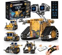 Technic Wall Jouet de construction pour enfants 5 en 1 Robot 5 en 1 avec application et télécommandé Technic Wall Robotique Kit de construction avec 16 expressions faciales LED, 373 pièces RC