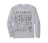Technicien Pharmacie Outils pharmaciens Impression Vintage Brevet Manche Longue