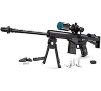 Technik Militaire Arme Blasters, 527Pièces Fusil de précision M107 avec Fonction Tirée, DIY Militaire Modèle de Fusil de Sniper pour Adultes Enfants Compatible avec Lego (Style A)