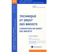 Technique et droit des brevets (tome 89) Mathieu Dhenne (Auteur)