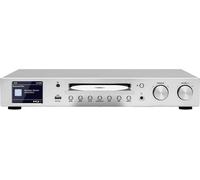 TechniSat DIGITRADIO 143 CD Adaptateur radio DAB, DAB+, Internet, FM AUX, Bluetooth, CD, USB, WiFi, radio internet avec télécommande, fonction réveil argent