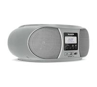 TechniSat DIGITRADIO 1990 - stéréo Boombox avec Radio Dab +/FM et Lecteur CD (Streaming Audio Bluetooth, Connexion Casque, USB, entrée AUX, Fonction de Charge, Horloge, 2 x 1,5 W) Argent