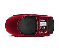 TechniSat DIGITRADIO 1990 - stéréo Boombox avec Radio Dab + / FM et Lecteur CD (Streaming Audio Bluetooth, Connexion Casque, USB, entrée AUX, Fonction de Charge, Horloge, 2 x 1,5 W) Rouge