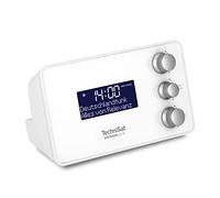 TechniSat DIGITRADIO 50 SE - Radio-réveil (DAB+/FM, écran à intensité variable, réveil avec deux heures de réveil réglables, snooze, minuterie de sommeil, 1,5 W, prise casque, charge USB) Blanc