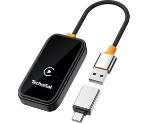 TechniSat TECHNICAST 100 - Adaptateur sans Fil CarPlay et Android Auto | Compatible à partir d’iOS 10 ou Android 11, Bluetooth V5.4, Plug & Play, connexion stable, sans latence