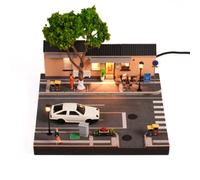 TechnixLabz Diorama à l'échelle 1/64 : paysage de rue avec le café Gulong Gallery à Nanjing, exposition miniature du quartier historique de la ville
