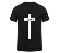 Techno Cross Printed T Shirt Men Black L