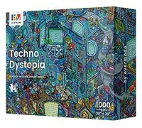 Techno Dystopia - A Hidden Message Mystery Jigsaw Puzzle for Adults - 1000 Pieces, Beautifully Detailed 20'' x 28'' Frameable Art