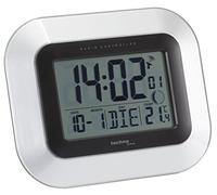 techno line , Horloge Murale radiocommandée WS 8005, Argent-Noir, 22,6 x 3 x 18 cm