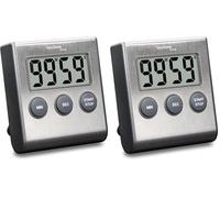techno line KT 200 Minuteur Aluminium Noir 10 x 10 x 10 cm (Lot de 2)