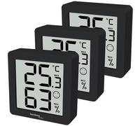 Technoline WS9425 Lot de 3 thermomètres hygromètre avec support magnétique Noir