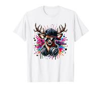 Techno Rave Party Rock Metal Punk Schlager Spruch Hirsch DJ T-Shirt