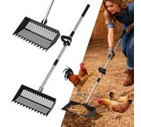 Technohom Pelle à déjections canines et râteau 2 en 1 - Tête de pelle de 30,5 cm et poignée réglable en acier inoxydable à 3 angles - Pelle à litière pour poulailler et pelle à sable pour poulailler