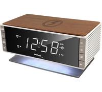 Technoline Radio-Réveil Moderne Wt487, Compatible Avec Les Appareils Mobiles Compatibles Qi (Charge Sans Fil, Fonction De Charge Inductive), Brun-Blanc-Argent[L919]